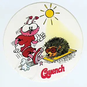 Sticker: toys, advertising, beverages, Quench sticker