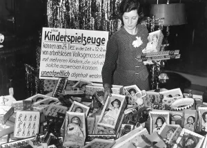 Distributes: Toys to give away, 1933