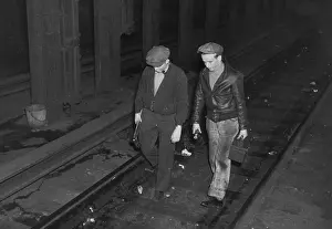 Rails: Track runner in New York subway, 1935