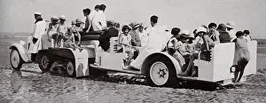 Sep18: Tractor charabanc on the sands at Deauville