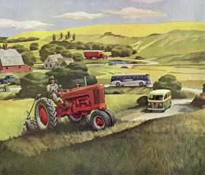 Husbandry: Tractor Above a Road