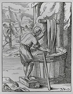 Lacroix: The trades. The dyer, 16th century. Engraving