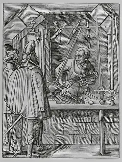 Lacroix: The trades. The swordmaker, 16th century. Engraving