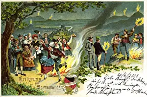 Heathen: tradition / folklore, Austria, postcard, Midsummer