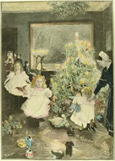 Parquet: Traditional family Christmas with tree