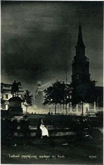 Floodlights: Trafalgar Squre by night, London