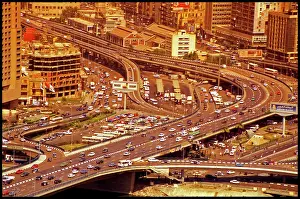Traffic and highway intersection, USA