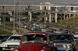 Multistory: Traffic jam on a freeway with a multistory ?
