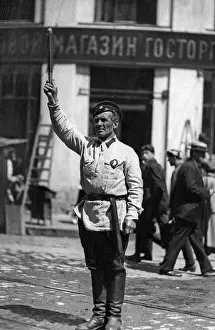 Regulates: Traffic policeman in Moscow, 1927