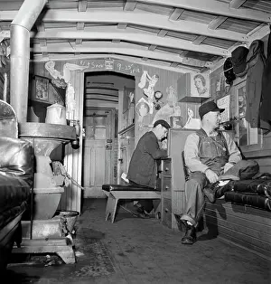 Freight: Train conductors relaxing in the caboose, 1943