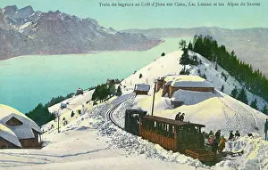 Leman: Train on mountain summit, Caux, Switzerland