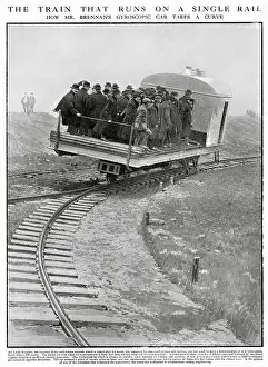 Coupled: Train that runs on a single curve, the Gyroscopic car