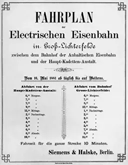 Anhalt: Train schedule in Germany, around 1881