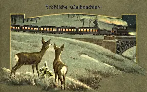 Kitschy: Train in the snow at Christmas