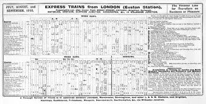 Timetable: TRAIN TIMETABLE 1910