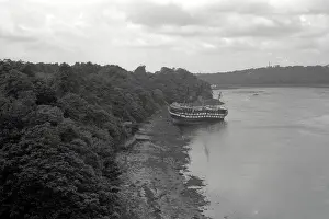 Conway: Training school ship HMS Conway, aground in the Menai Strait