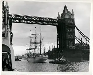 Coastguard: US training ship Eagle on the River Thames, London