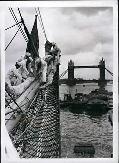Coastguard: US training ship Eagle on the River Thames, London