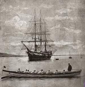 Hamble: Training Ship Mercury and boys racing crew, River Hamble