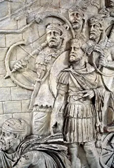 Trajan: Detail from Trajan's Column in Rome, Italy, that