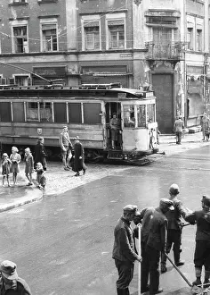 Rails: Tram to Bauerstrasse corner Schellingstrasse, 1945