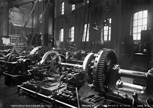 Lathe: Tram Construction at Belfast, Trueing Up Car Wheels in Lathe