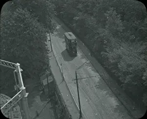 Gasometer: Tram in London Road from top of gasometer