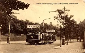 Holidaymakers: Tramcar at Blackpool taking holidaymakers on a
