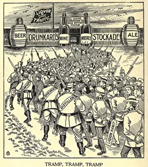 Distillers: TRAMP, TRAMP, TRAMP. Cartoon of shackled men driven