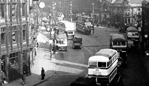 Tramways: Trams and buses in Burnley, possibly 1930s