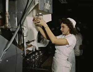 Inspecting: Transfusion donor bottles, Baxter Laboratories