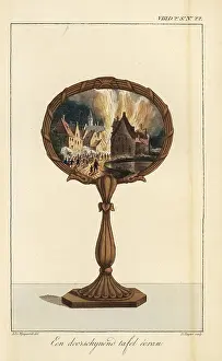 Interior Decoration: A translucent table screen decorated with a painting