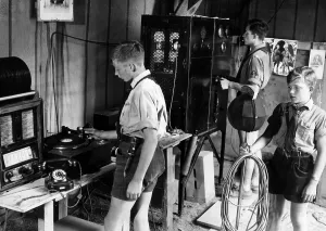 Operates: The transmitter tent in the Deutschlandlager (Germany ca