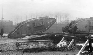 Cambrai: Transport of British tanks, 1917