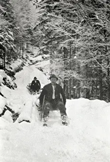 Sleds: When transport logs on sled in winter. About 1910