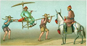 Palanquin: transportation - people - palanquin - China - historical