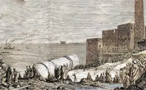 Obelisks: Transporting the obelisk: launch of Cleopatra's needle, 1877