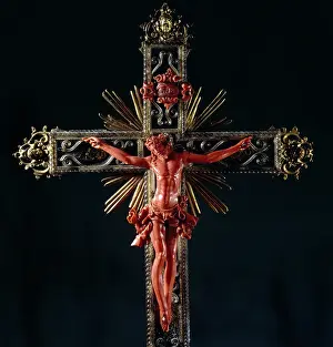 Trappist: Trappist crucifix in crystal, gilt