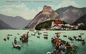 Traunkirchen: Traunkirchen. Corpus Christi Procession on Traunsee