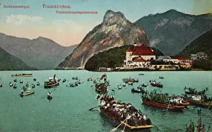 Traunkirchen: Traunkirchen. Corpus Christi Procession on Traunsee