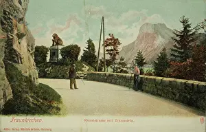 Wurthle: Traunkirchen. Street with Traunstein and Lion