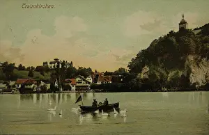 Rowboats: Traunkirchen. View over the Traunsee to the