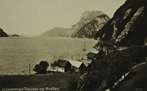 Ebensee: Traunsee seen from Rindbach (Ebensee). About