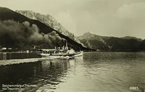 Traunstein: Traunsee with Traunstein and steamship Elisabeth
