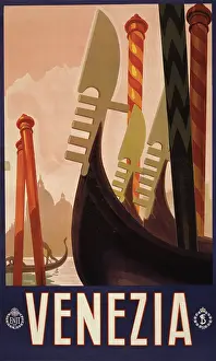 Leaflet: Travel poster - the decorative prows of gondolas