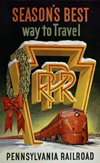 Corridor: Travel poster - a red train passing through the