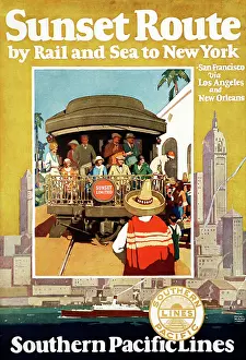 Leaflet: Travel poster for the Sunset route by rail and
