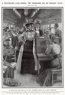 Situ: Travelling telephone in use on a express train 1907