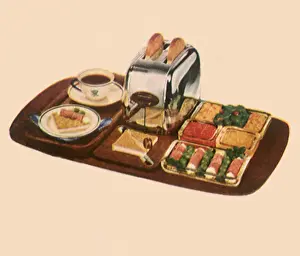Beverages: Tray with Toaster and Food