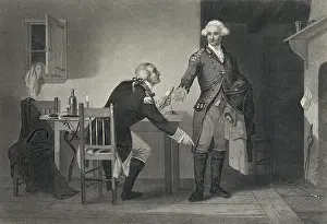 Persuades: Treason of Arnold. Arnold persuades Andre to conceal the pap